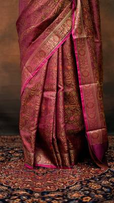 Rani katan silk woven saree with blouse 4