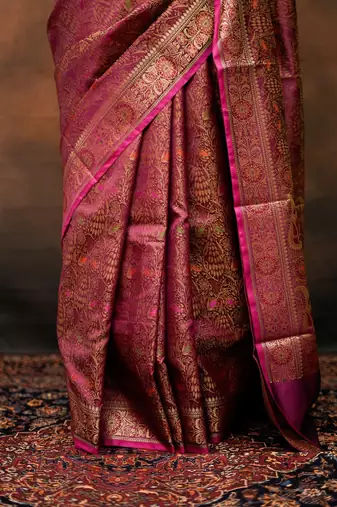Rani katan silk woven saree with blouse