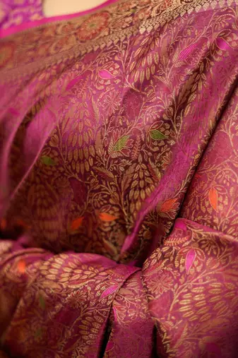 Rani katan silk woven saree with blouse