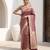 Maroon satin woven saree with blouse