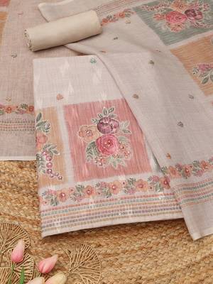 Printed Linen Unstitched Dress Material 1