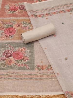 Printed Linen Unstitched Dress Material 2