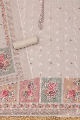 Printed Linen Unstitched Dress Material