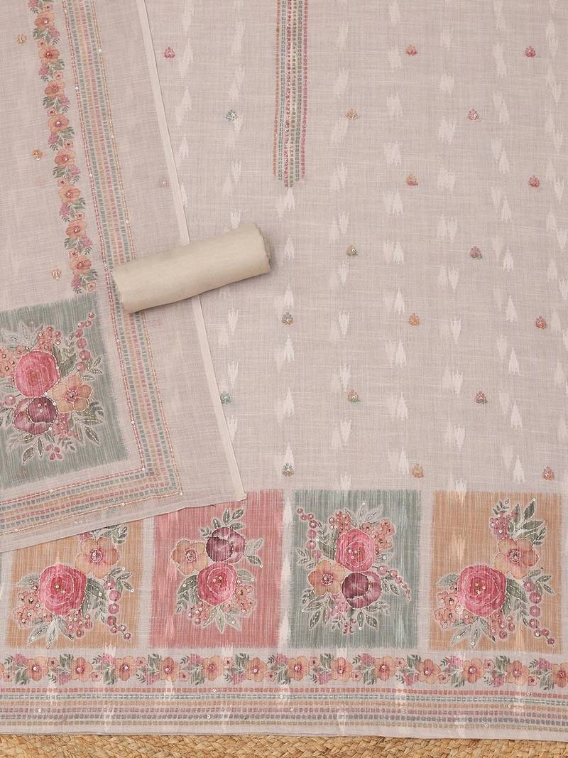 Printed Linen Unstitched Dress Material