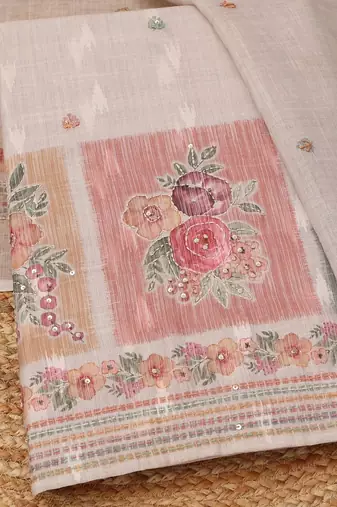 Printed Linen Unstitched Dress Material
