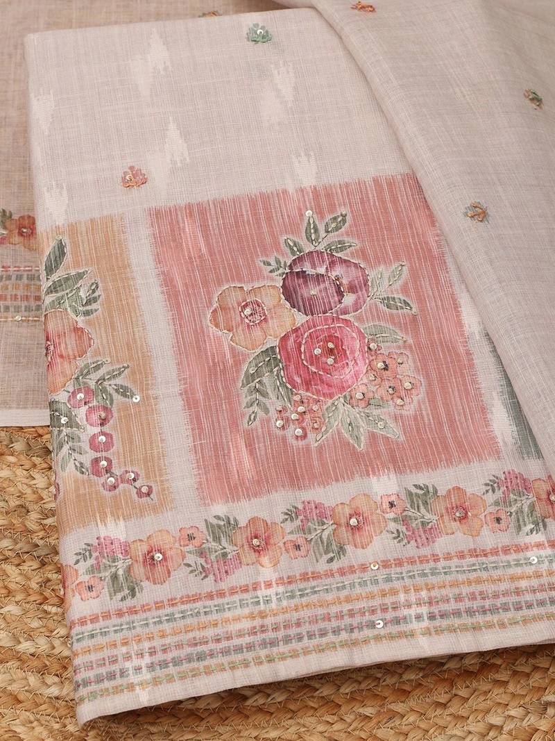 Printed Linen Unstitched Dress Material
