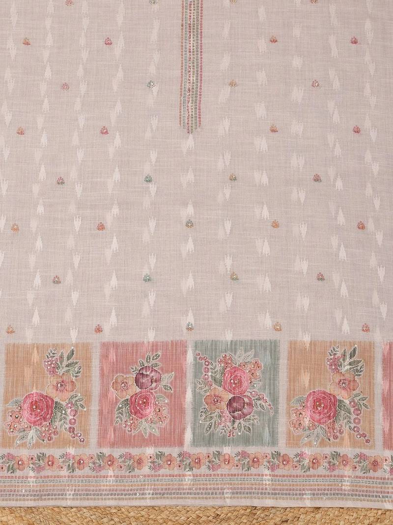Printed Linen Unstitched Dress Material