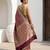 Maroon satin woven saree with blouse
