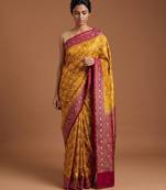 Mustard satin woven saree with blouse