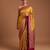 Mustard satin woven saree with blouse