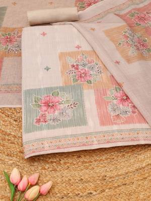 Printed Linen Unstitched Dress Material 1