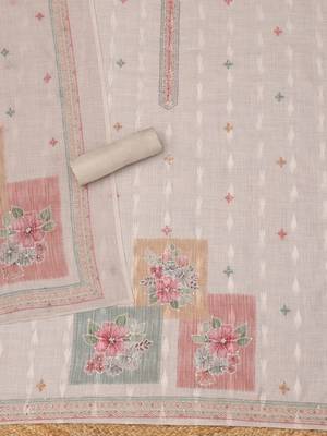 Printed Linen Unstitched Dress Material 2