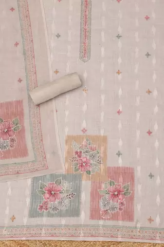Printed Linen Unstitched Dress Material