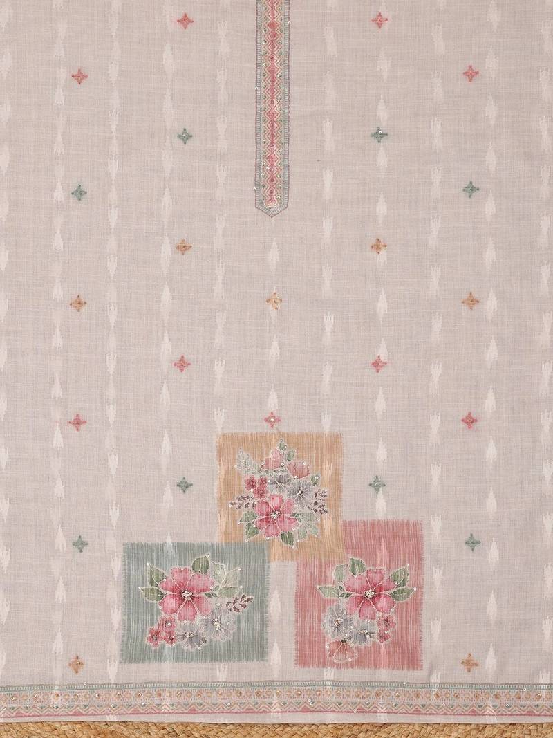 Printed Linen Unstitched Dress Material