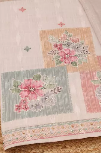 Printed Linen Unstitched Dress Material