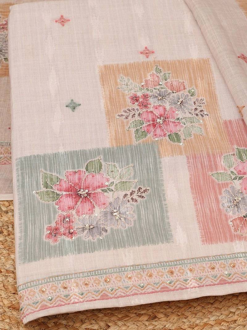 Printed Linen Unstitched Dress Material