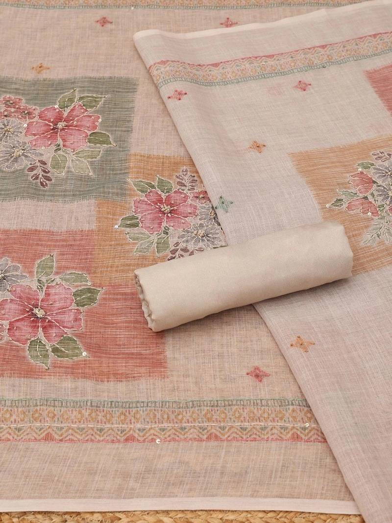 Printed Linen Unstitched Dress Material