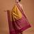 Mustard satin woven saree with blouse