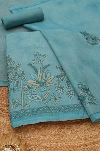Printed Linen Unstitched Dress Material
