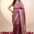 Rani pink satin woven saree with blouse