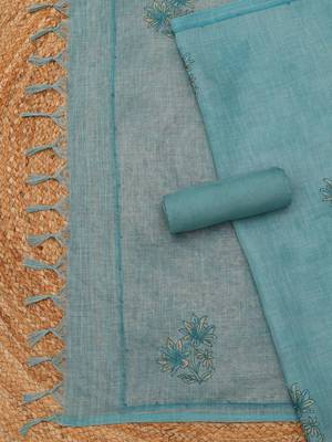 Printed Linen Unstitched Dress Material 2
