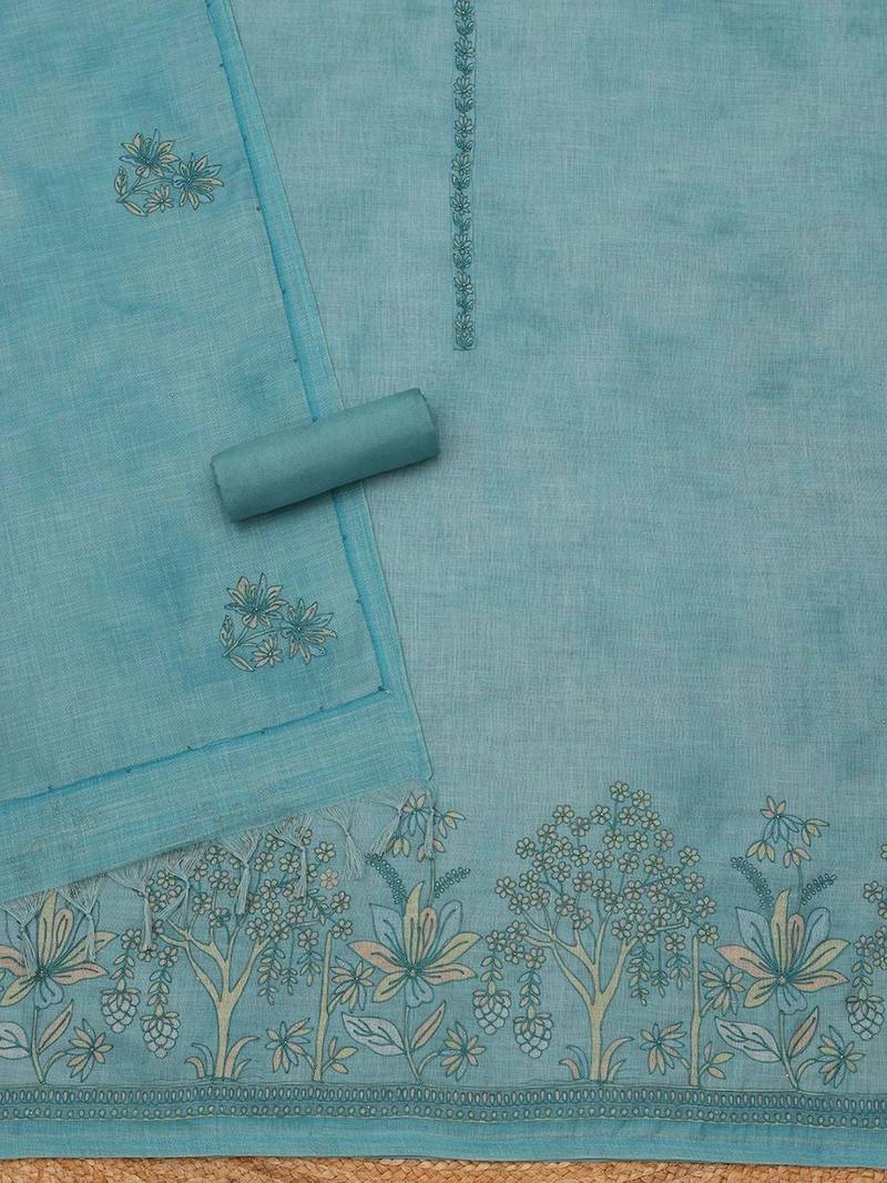 Printed Linen Unstitched Dress Material