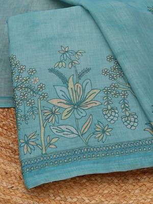 Printed Linen Unstitched Dress Material 4