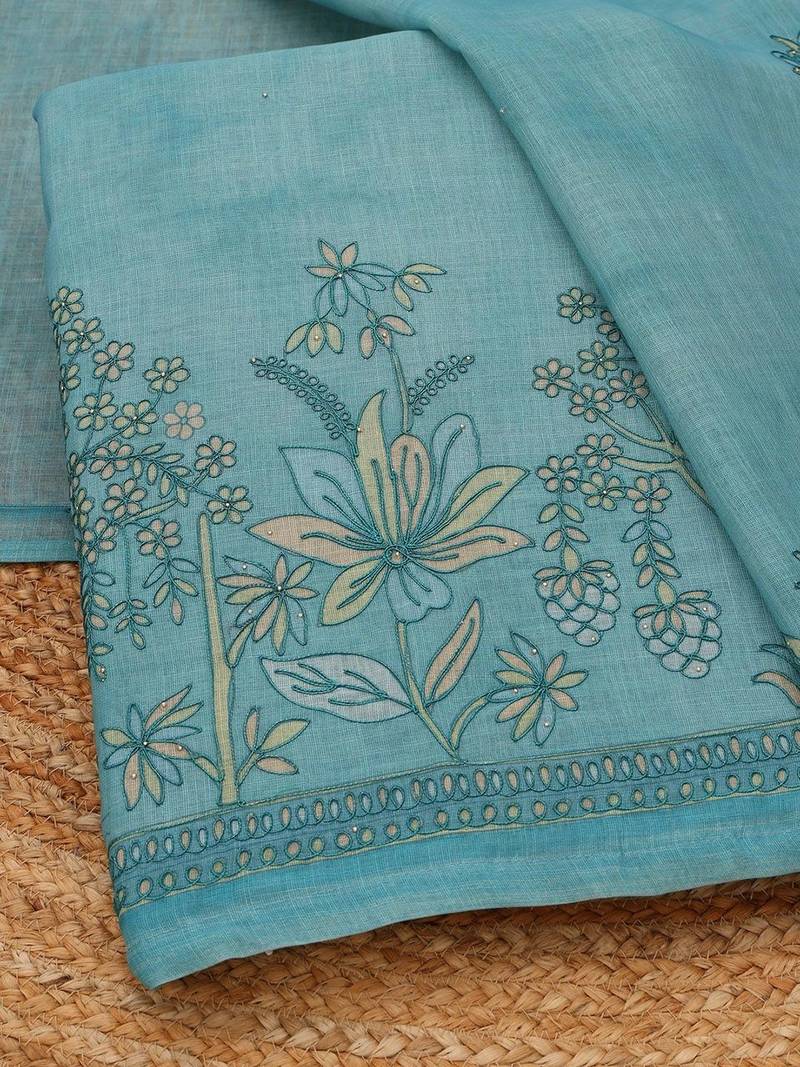 Printed Linen Unstitched Dress Material