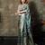 Sky-blue-grey satin woven saree with blouse