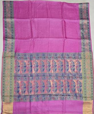 Pink tussar woven saree with blouse 2