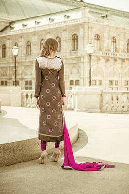 Beige georgette embroidered semi_stitched salwar with dupatta 2