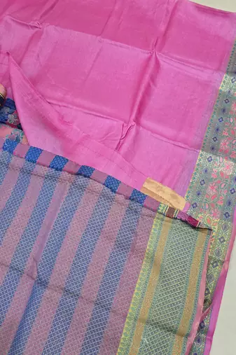 Pink tussar woven saree with blouse