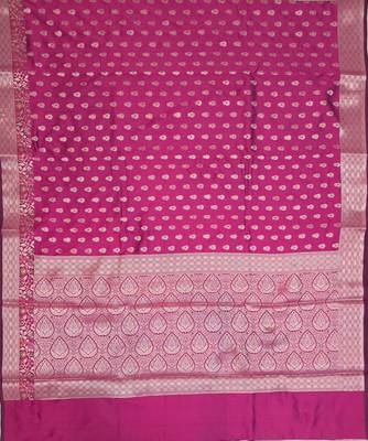 Rani pink katan silk woven saree with blouse 2