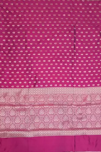 Rani pink katan silk woven saree with blouse