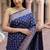 Navy blue katan silk woven saree with blouse