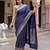 Navy blue katan silk woven saree with blouse