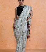 Grey woven design muga sarees with blouse piece