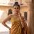 Mustard satin woven saree with blouse