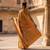 Mustard satin woven saree with blouse