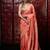 Peach satin woven saree with blouse