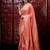 Peach satin woven saree with blouse