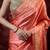 Peach satin woven saree with blouse