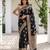 Black katan silk woven saree with blouse