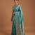 Sea green satin woven saree with blouse