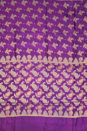 Purple silk blend woven saree with blouse