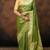 Pista green satin woven saree with blouse
