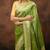 Pista green satin woven saree with blouse
