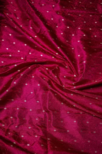 Rani pink satin woven saree with blouse