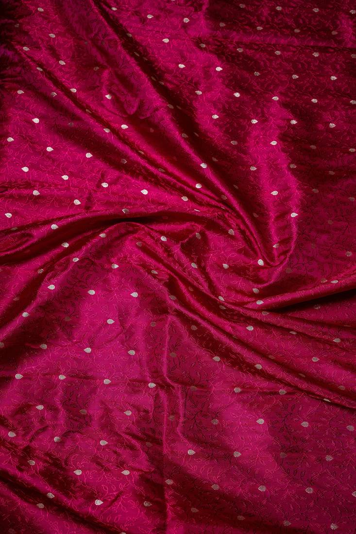 Rani pink satin woven saree with blouse