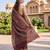 Rust katan silk woven saree with blouse